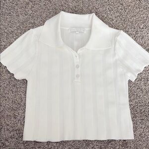 White Collared Short Sleeve Polo Shirt